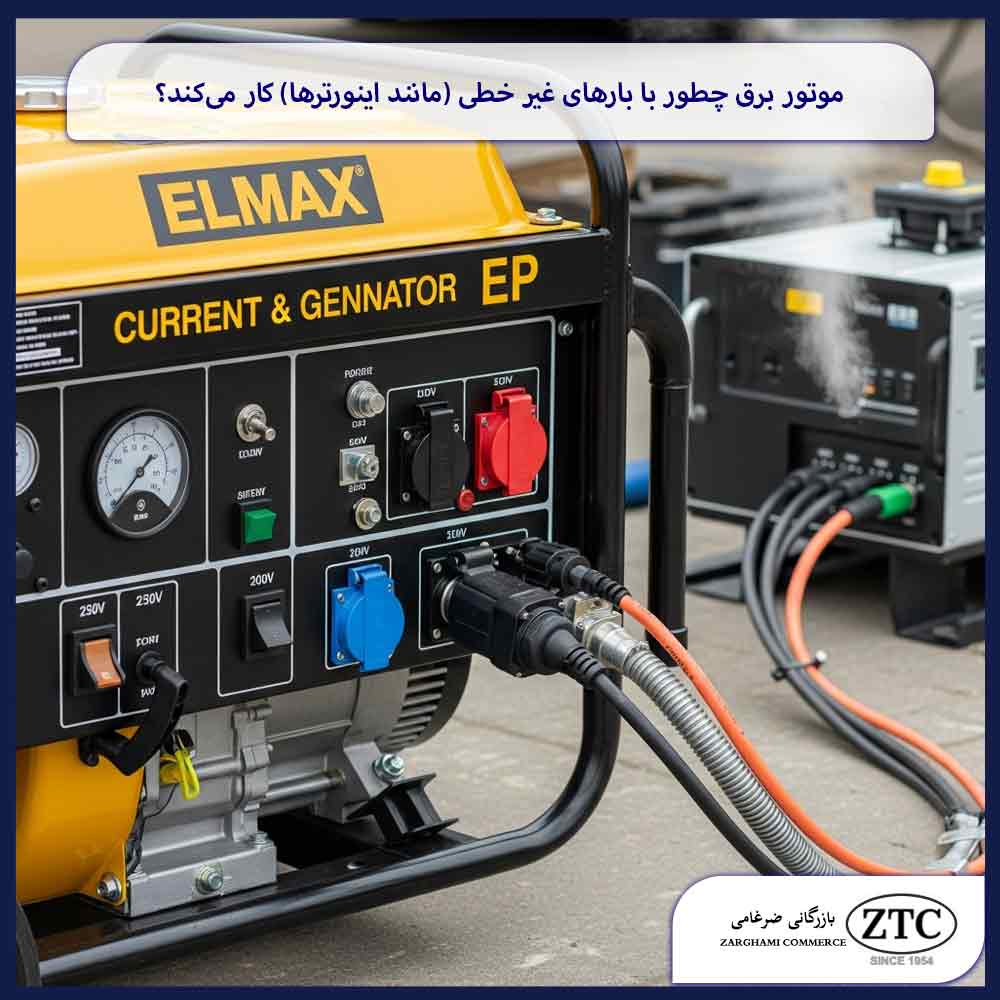 موتور برق چطور با بارهای غیر خطی (مانند اینورترها) کار می‌کند؟